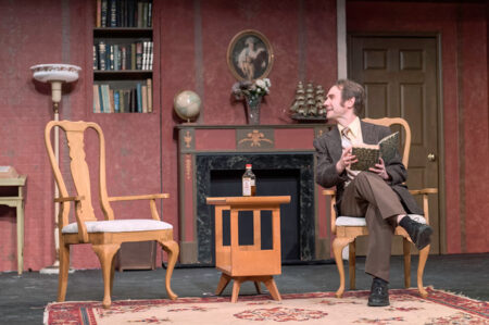 Elwood P. Dowd (Rob Hedges) sits with Harvey. Photo by Lance Huntley.